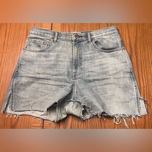 Everlane The Cheeky Bootcut Cutoff Light Blue Denim‎ Jean Shorts Raw Hem Size 30